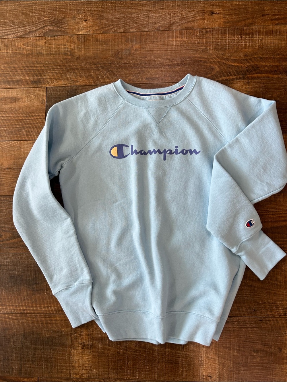 Champion Light Blue Pullover with Logo Tag
Size M